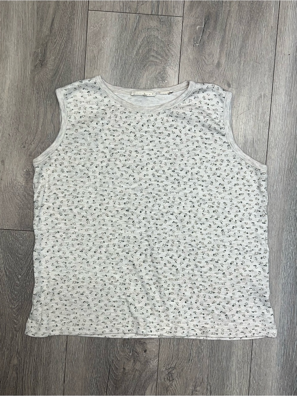 Vintage 90s Floral Tank Top Heather Gray Flower Print Size Women's Small